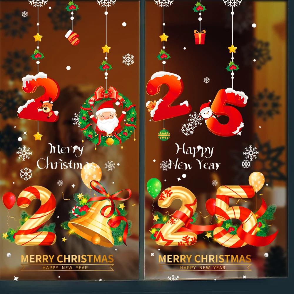 Festive Santa & Snowman Static Cling Stickers