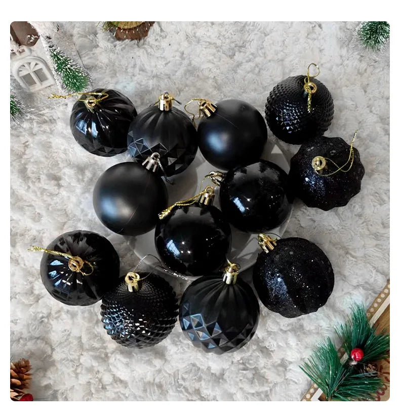 Irregular Black Christmas Ornaments - 12 Pack - Image 14