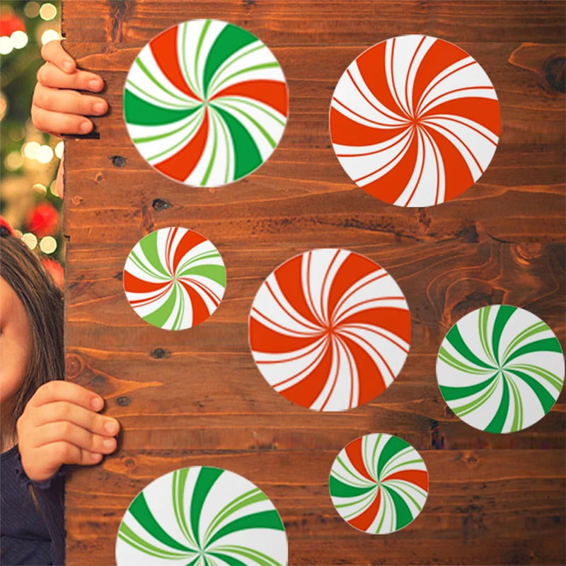 12pcs Christmas Candy & Snowflake Window Clings