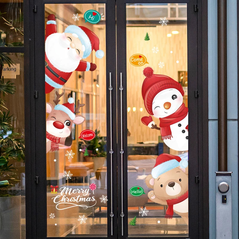 Festive Snowman & Deer Christmas Window Stickers - Image 3