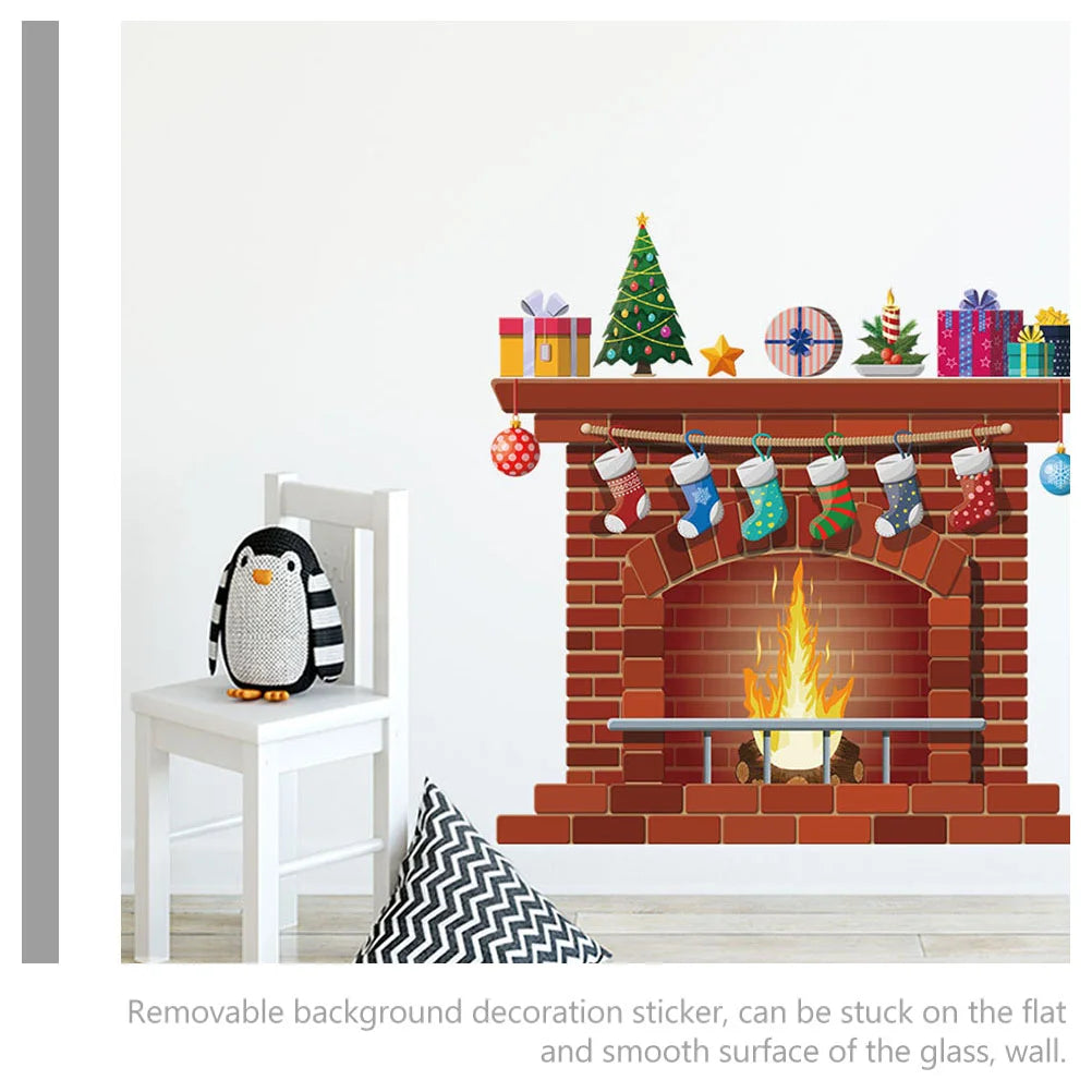 Charming Christmas Stockings Window Clings Decor - Image 3