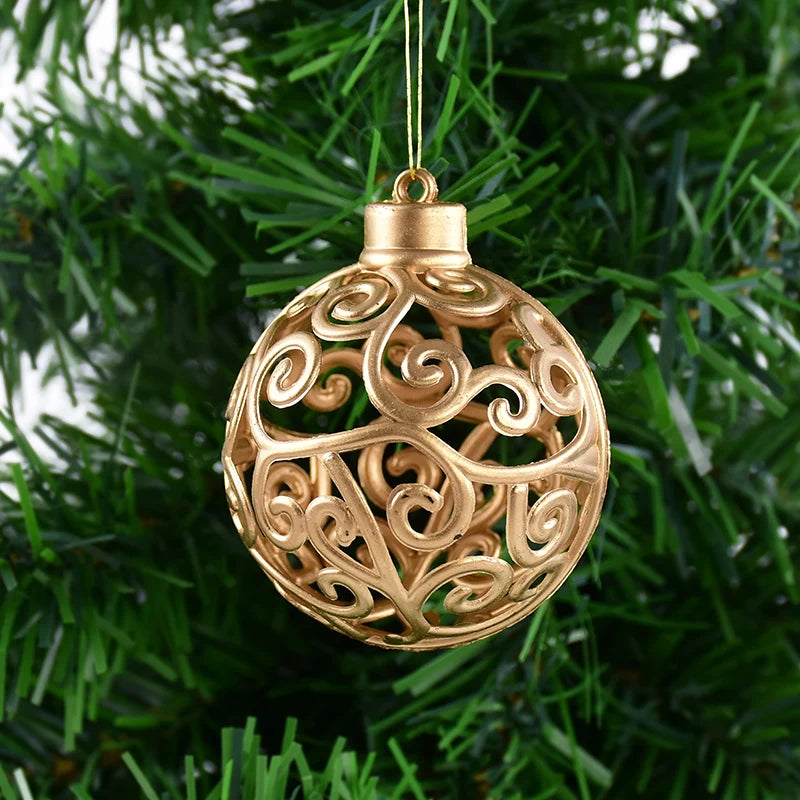 Elegant Gold Star Hollow Ball Christmas Ornaments - Image 14