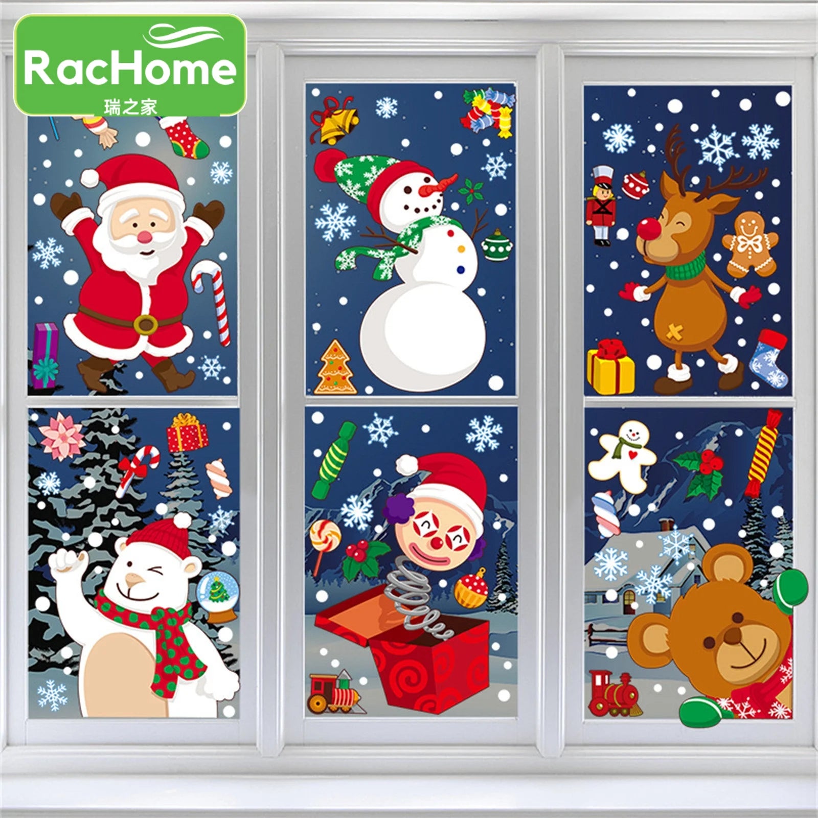 Festive Christmas Window Clings for Kids' Rooms - Image 9