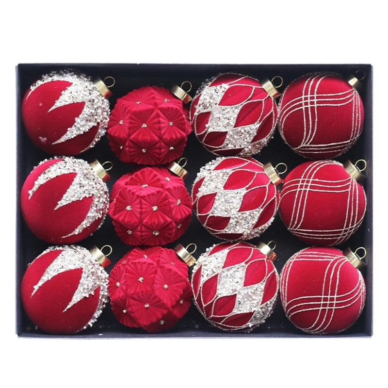 Set of 12 Soft Flocking Christmas Sphere Ornaments - Image 6