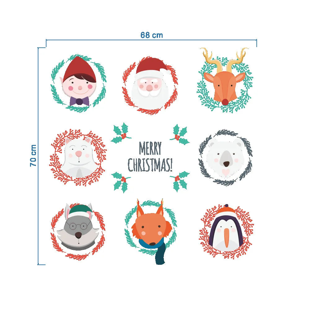 Christmas Window Wall Decals: Santa, Snowman & Friends - Image 6