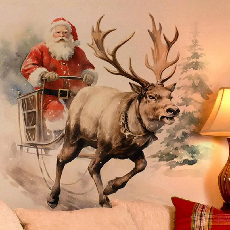 Santa Claus & Reindeer Christmas Wall Decals - Image 5