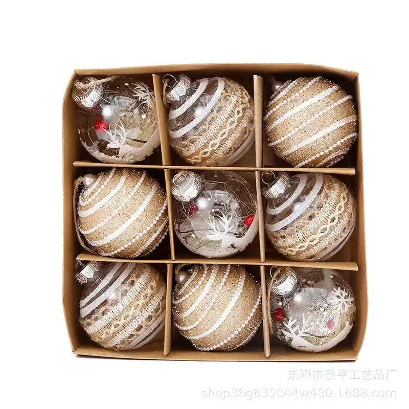 9PCS Brown & Transparent Christmas Tree Ornaments - Image 12