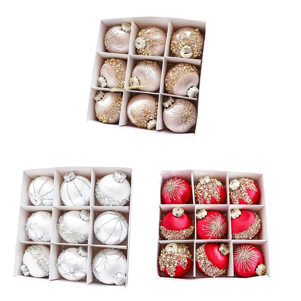 Elegant 9-Piece Wine Red Christmas Ball Ornaments - Image 9