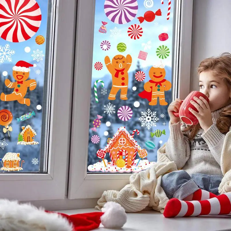 Festive Gingerbread Man Window Clings for Holidays - Image 3