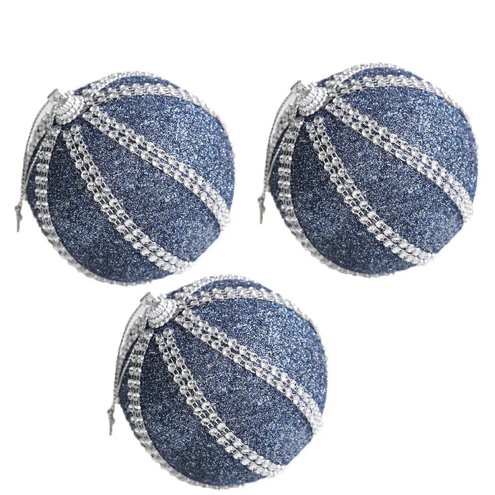 Shatterproof Blue Sequin Christmas Ornament Balls - Image 4