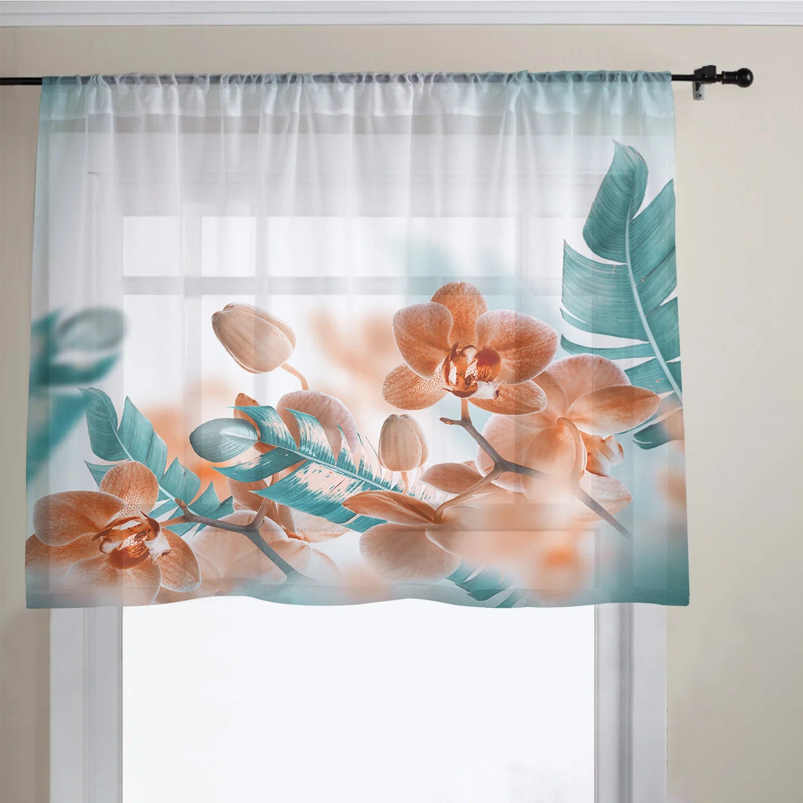 Festive Snowman Poinsettia Sheer Curtains for Christmas - Image 8