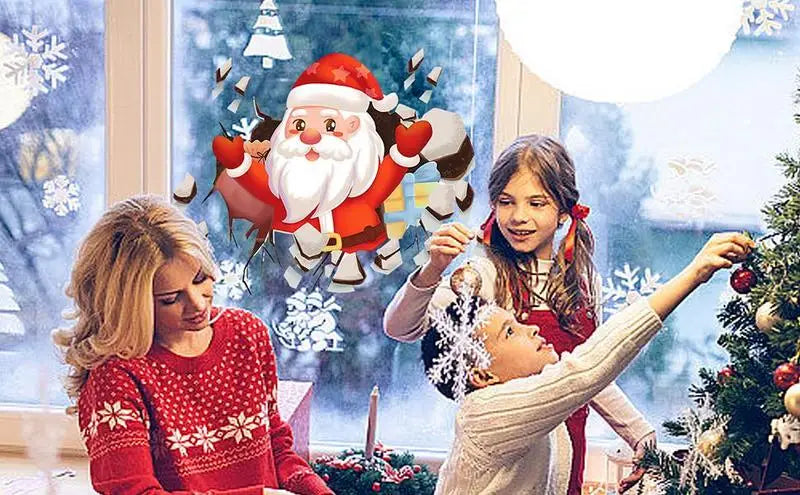 Festive Santa Claus Window Clings for Christmas Decor