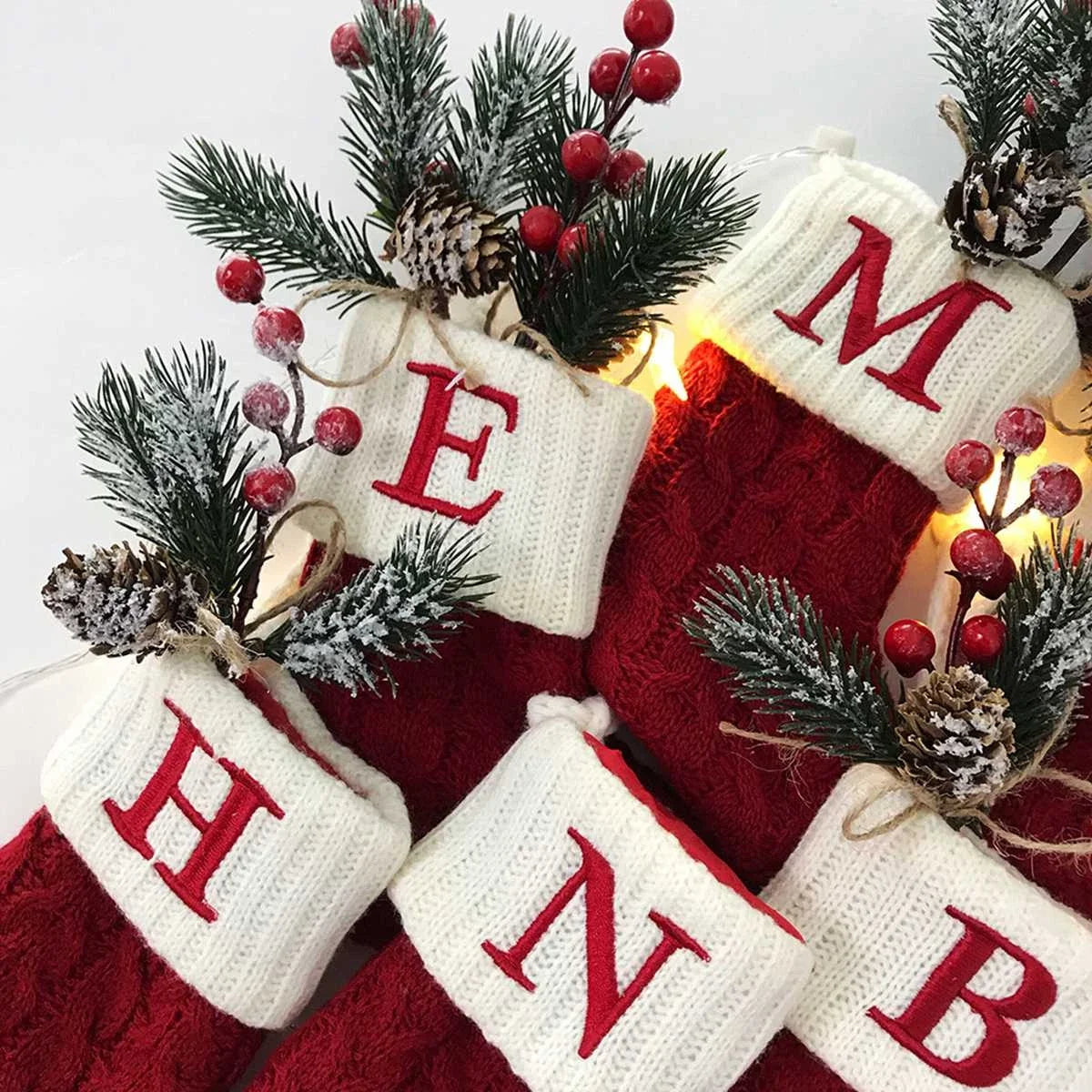 Knitted Snowflake Christmas Stocking Decoration Gift - Image 3