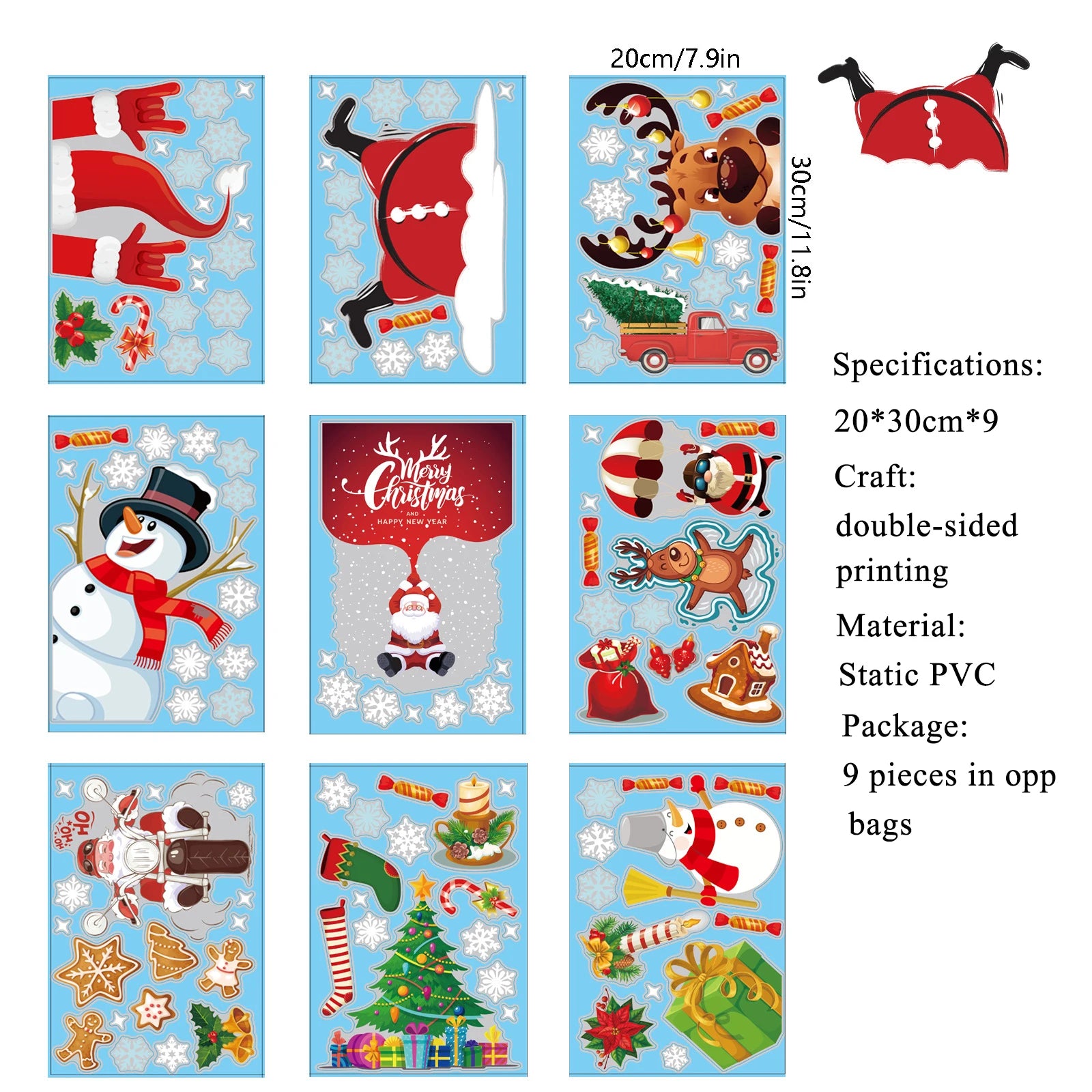 Festive Santa Gnome Window Cling Decor - Image 19