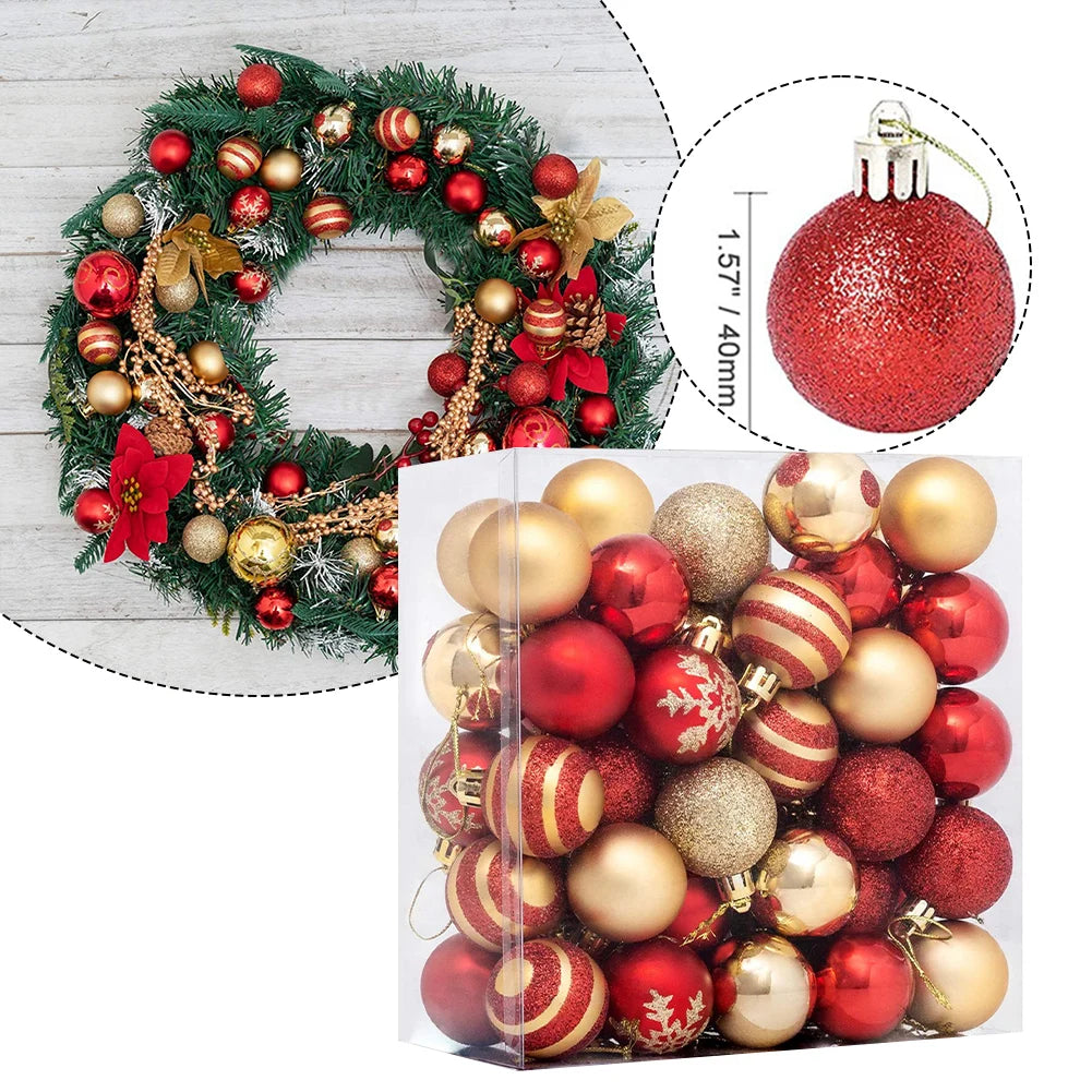 50 Shatterproof Red & Gold Christmas Baubles - Image 8