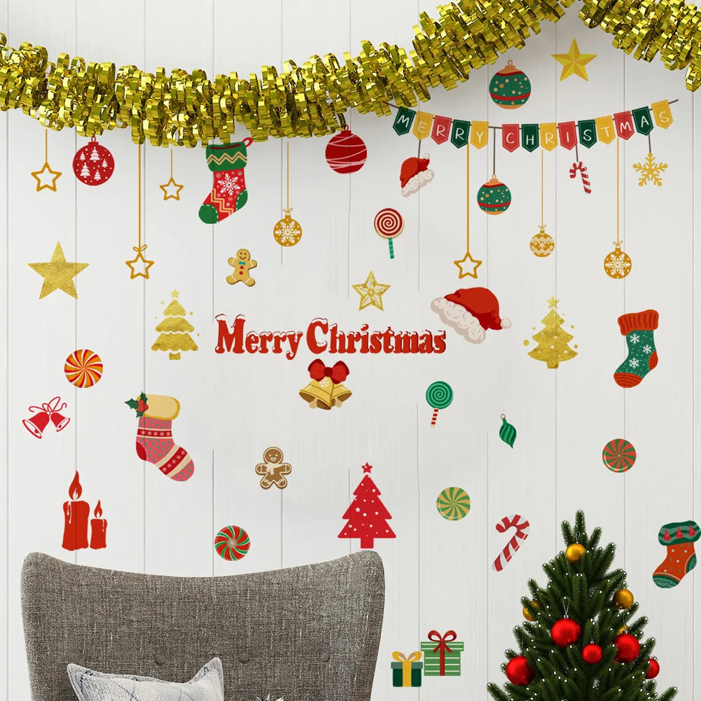 Festive Cartoon Bell Socks Wall Sticker for Kids - Image 6