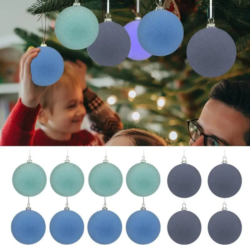 12 Handmade Flocked Velvet Christmas Tree Ornaments