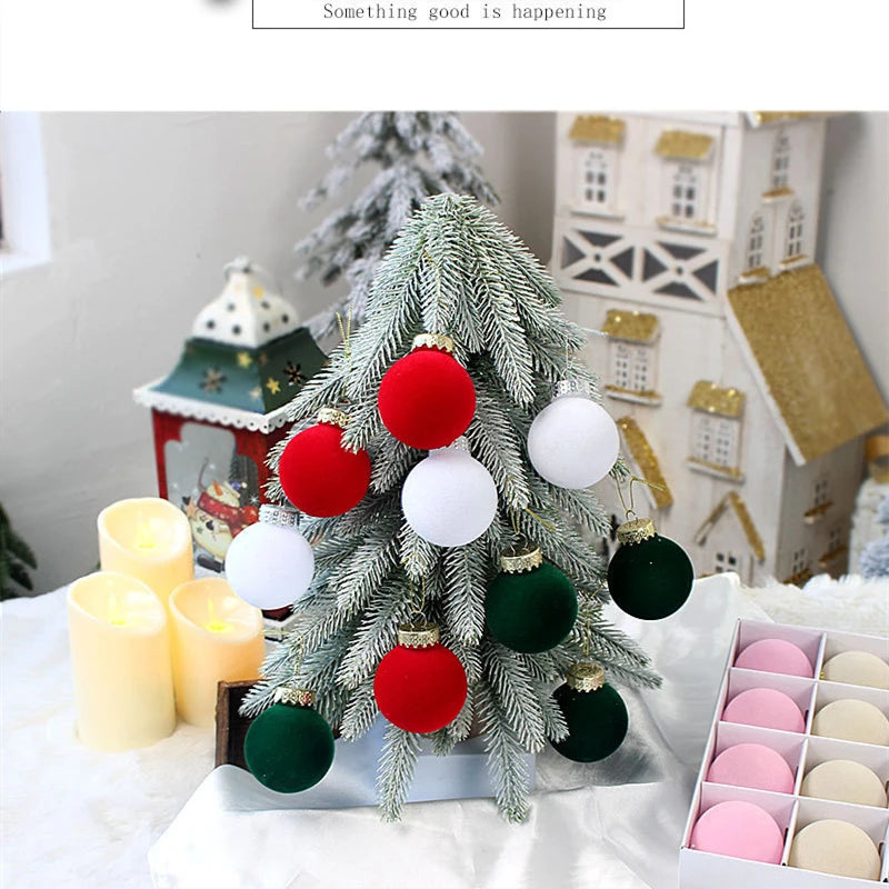 9PCS Velvet Christmas Tree Ornaments – Colorful Elegance - Image 3
