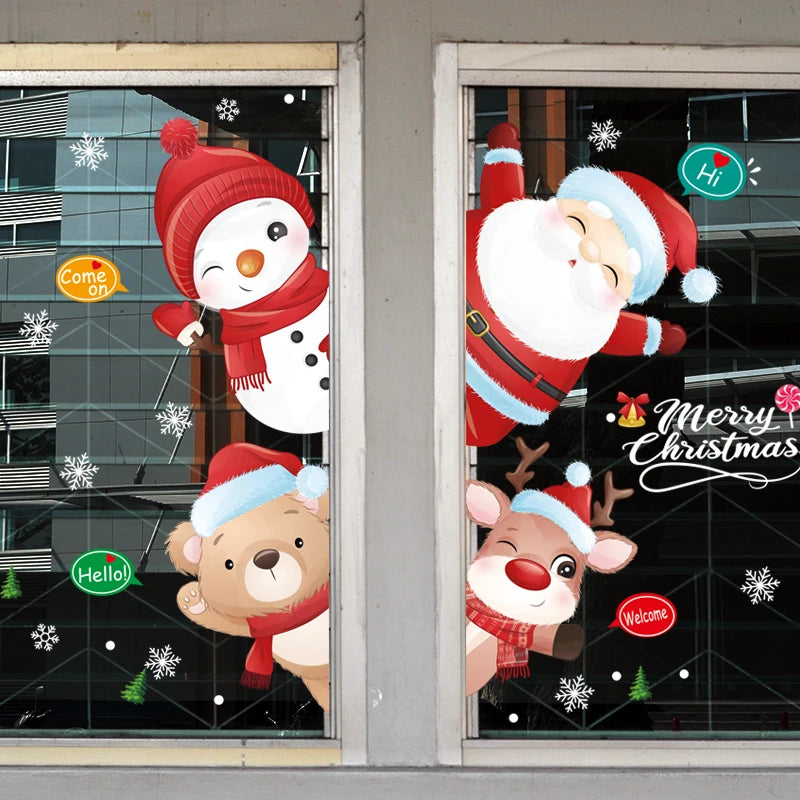 Festive Snowman & Deer Christmas Window Stickers - Image 4