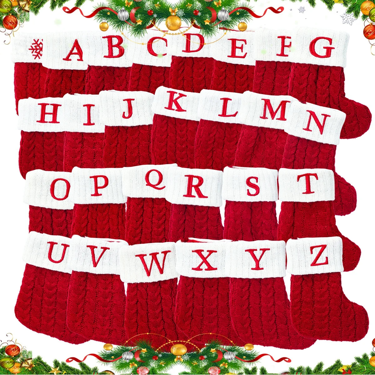 Knitted Snowflake Christmas Stocking Decoration Gift - Image 5