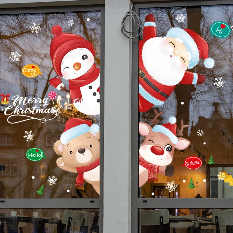 Festive Snowman & Deer Christmas Window Stickers - Image 5