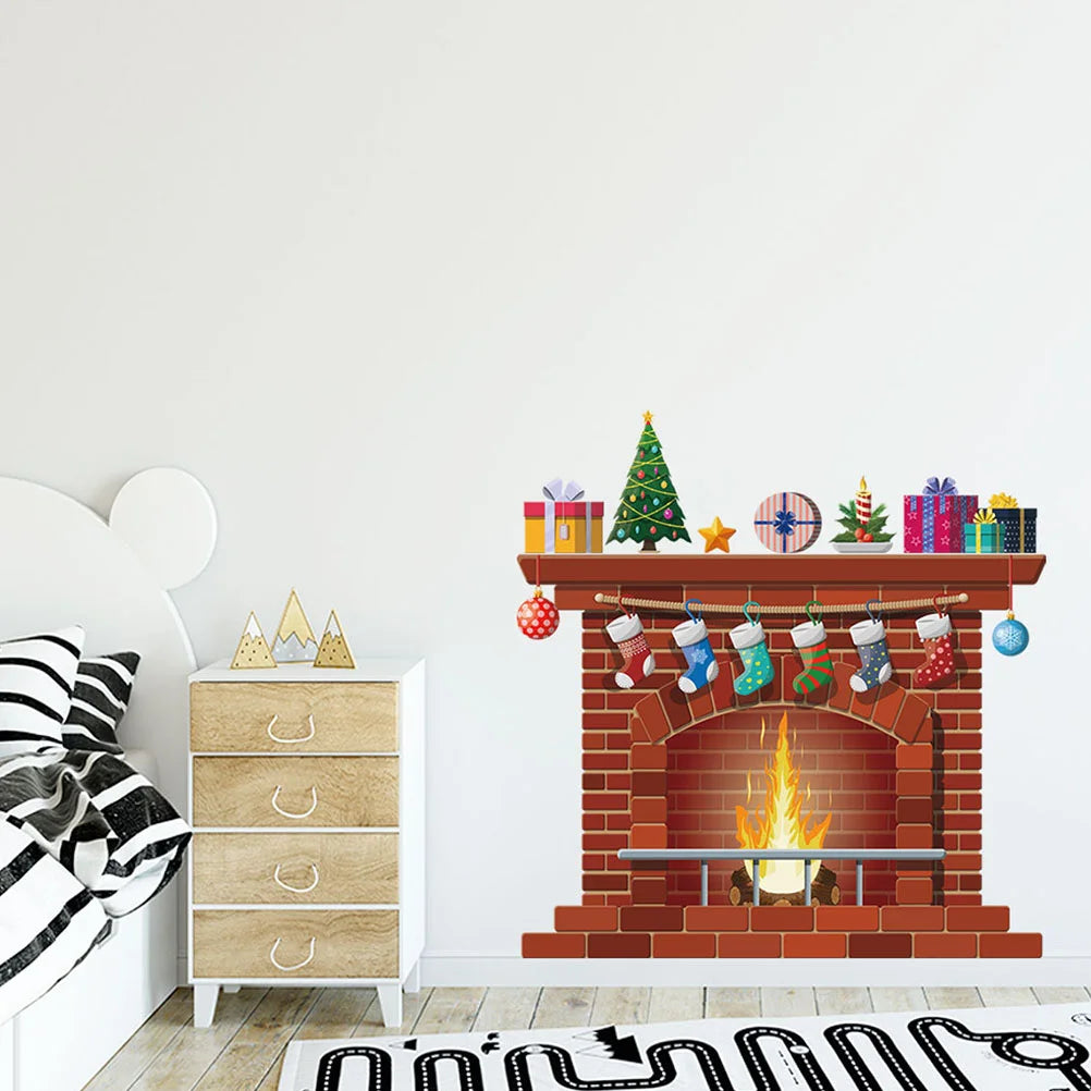 Charming Christmas Stockings Window Clings Decor - Image 6