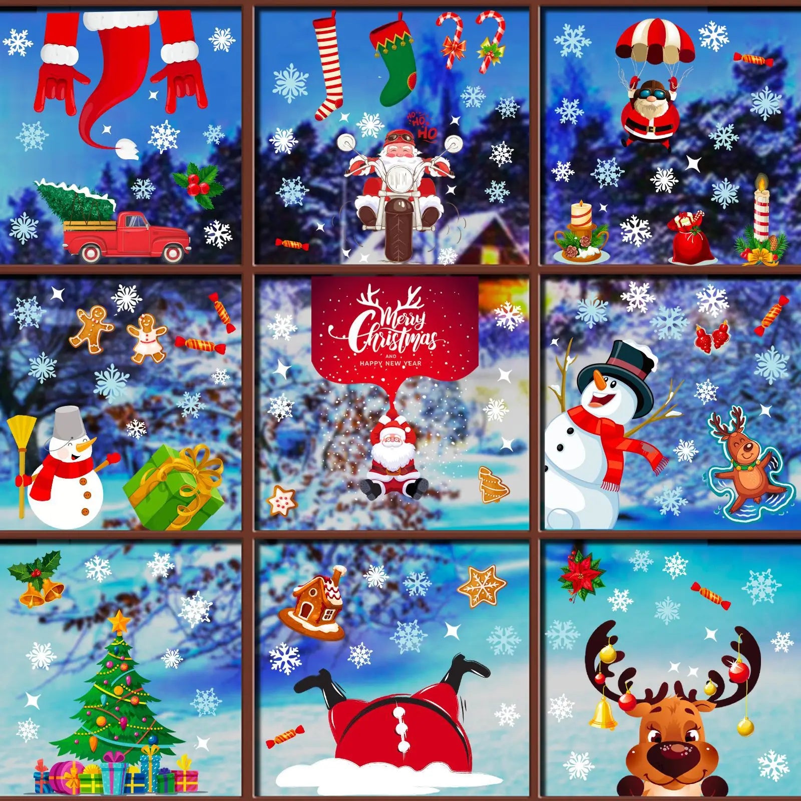Festive Santa Gnome Window Cling Decor