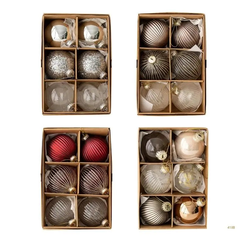 Set of 6 Christmas Glass Baubles - Stunning Tree Ornaments