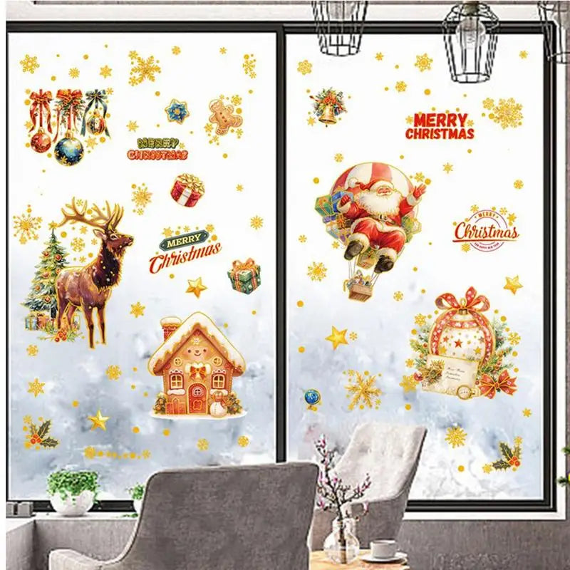 Festive Removable Christmas Window Clings - Set of 4