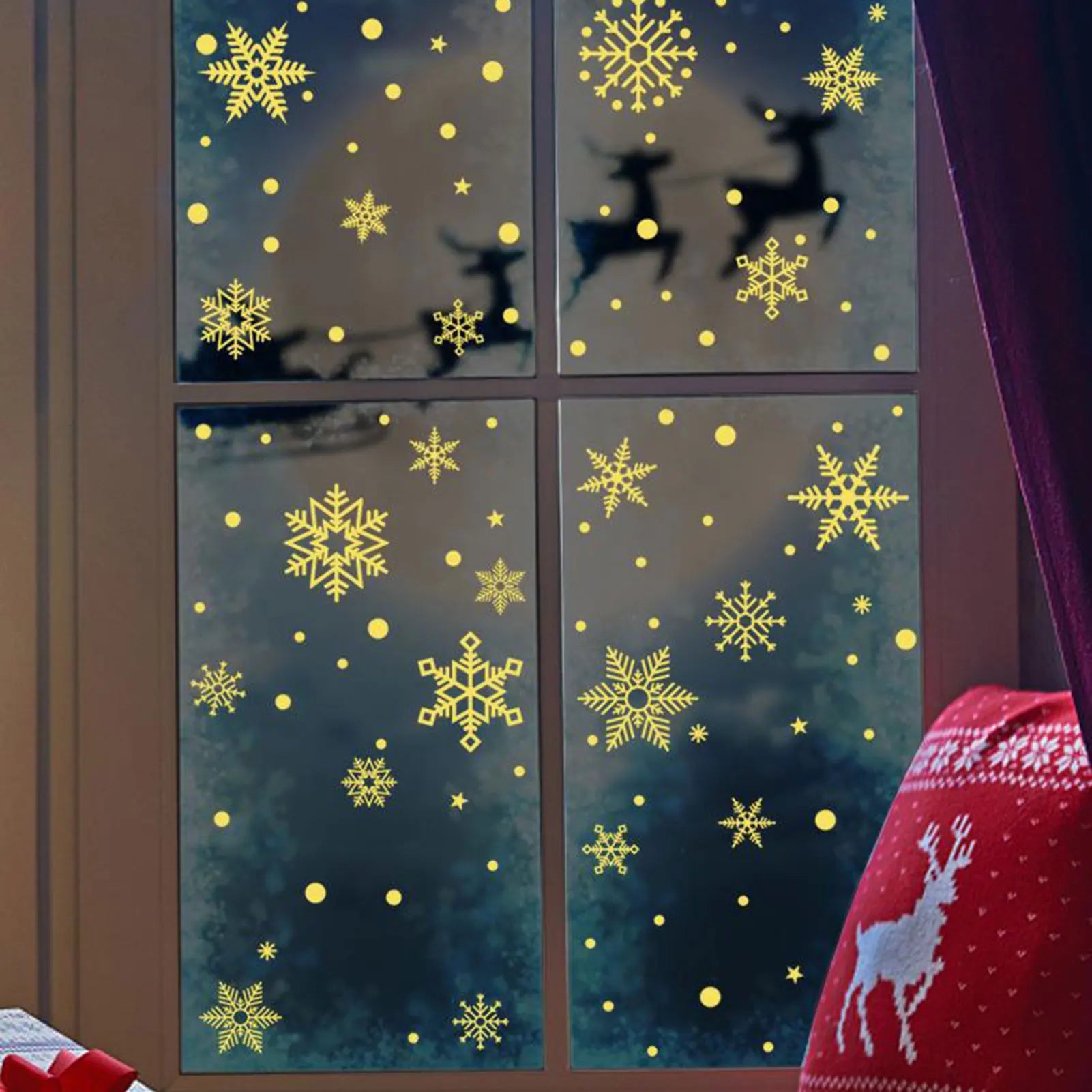 Golden Snowflake Window Clings for Christmas Decor - Image 4