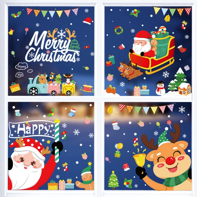 Festive Santa Elk Christmas Window Stickers - Image 3