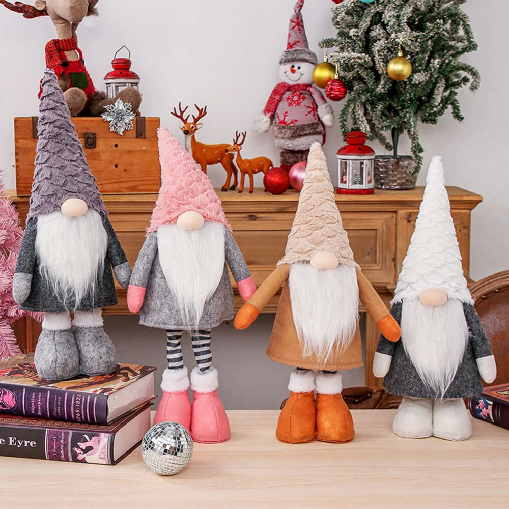 Handmade Plush Gnome with Retractable Legs for Christmas