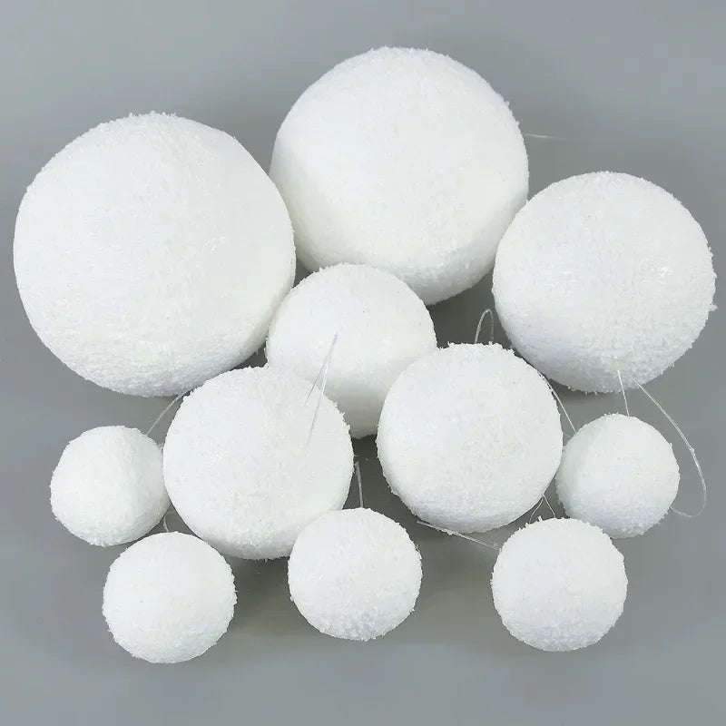 Snowy White Foam Christmas Balls for Festive Decor - Image 25