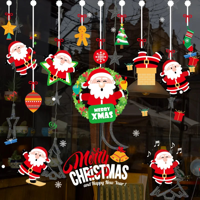 Festive Santa and Snowflake Window Wall Stickers - Image 5