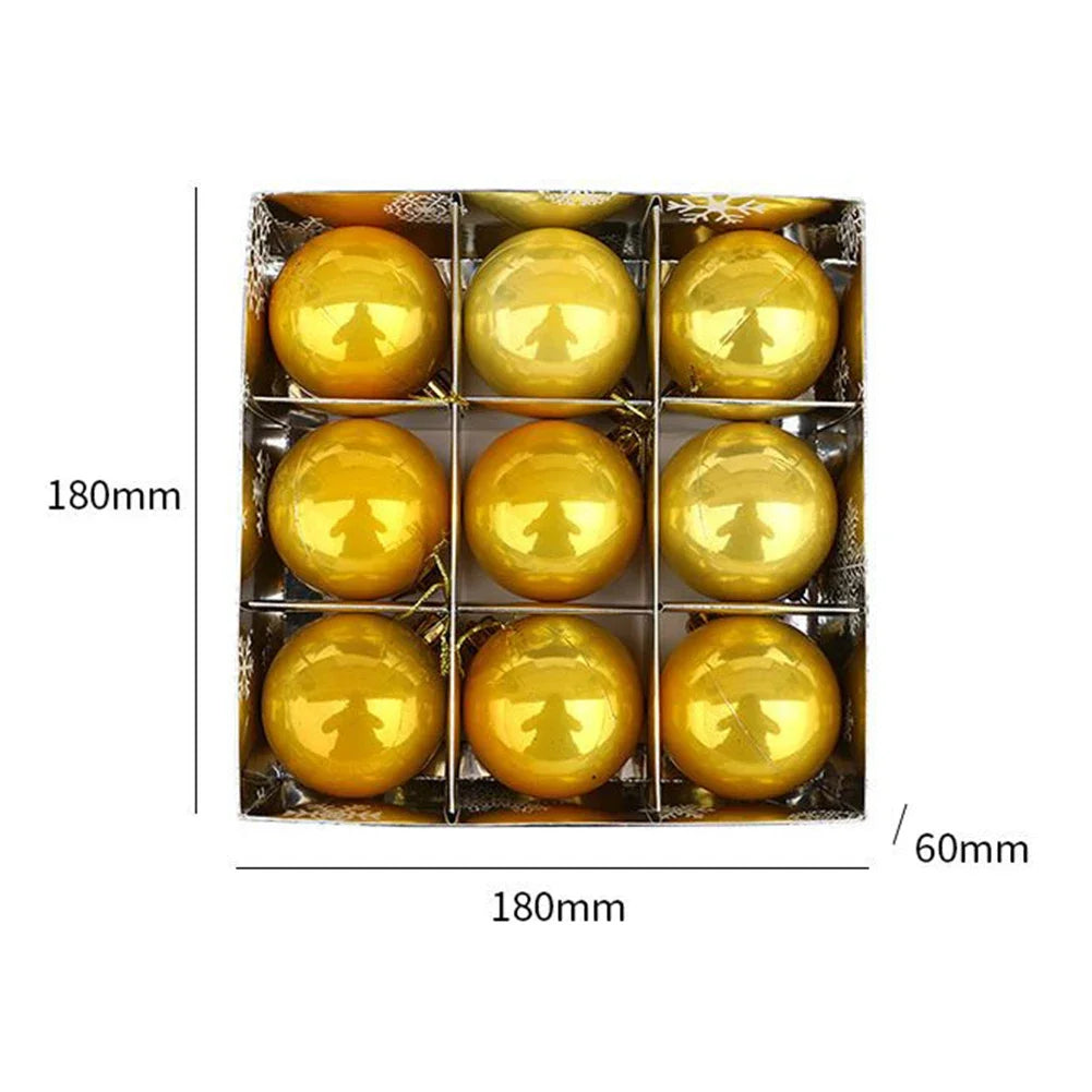 Festive 6cm Christmas Baubles - 9pcs Set