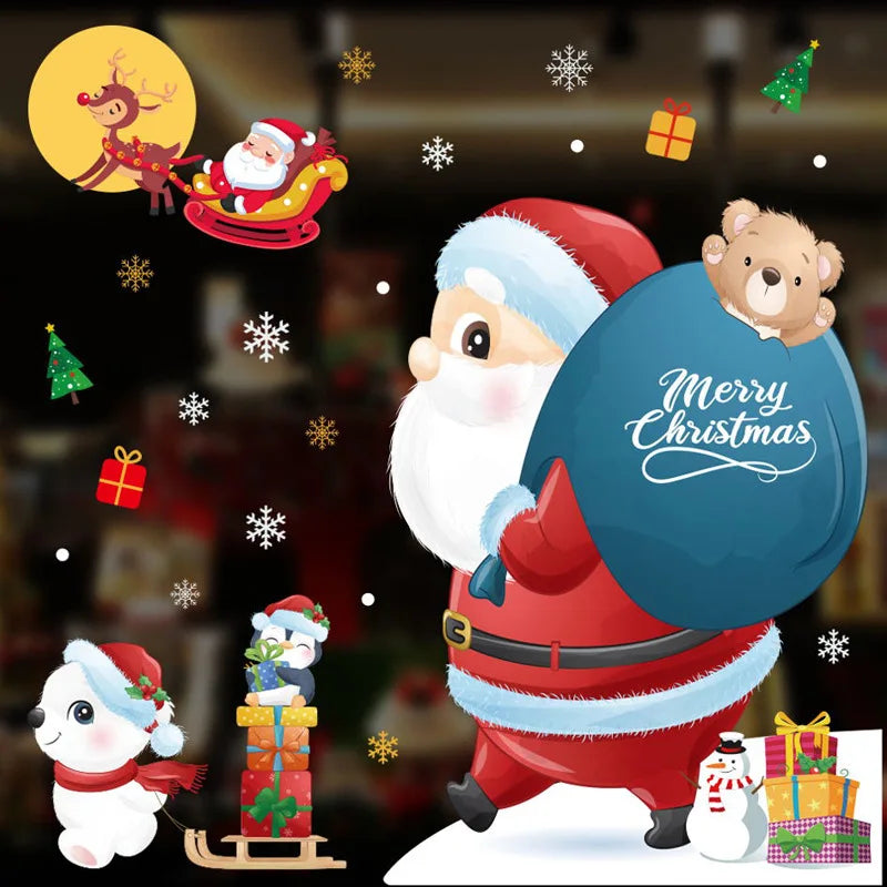 Festive Christmas Window Clings: Snowflakes & Santa - Image 11