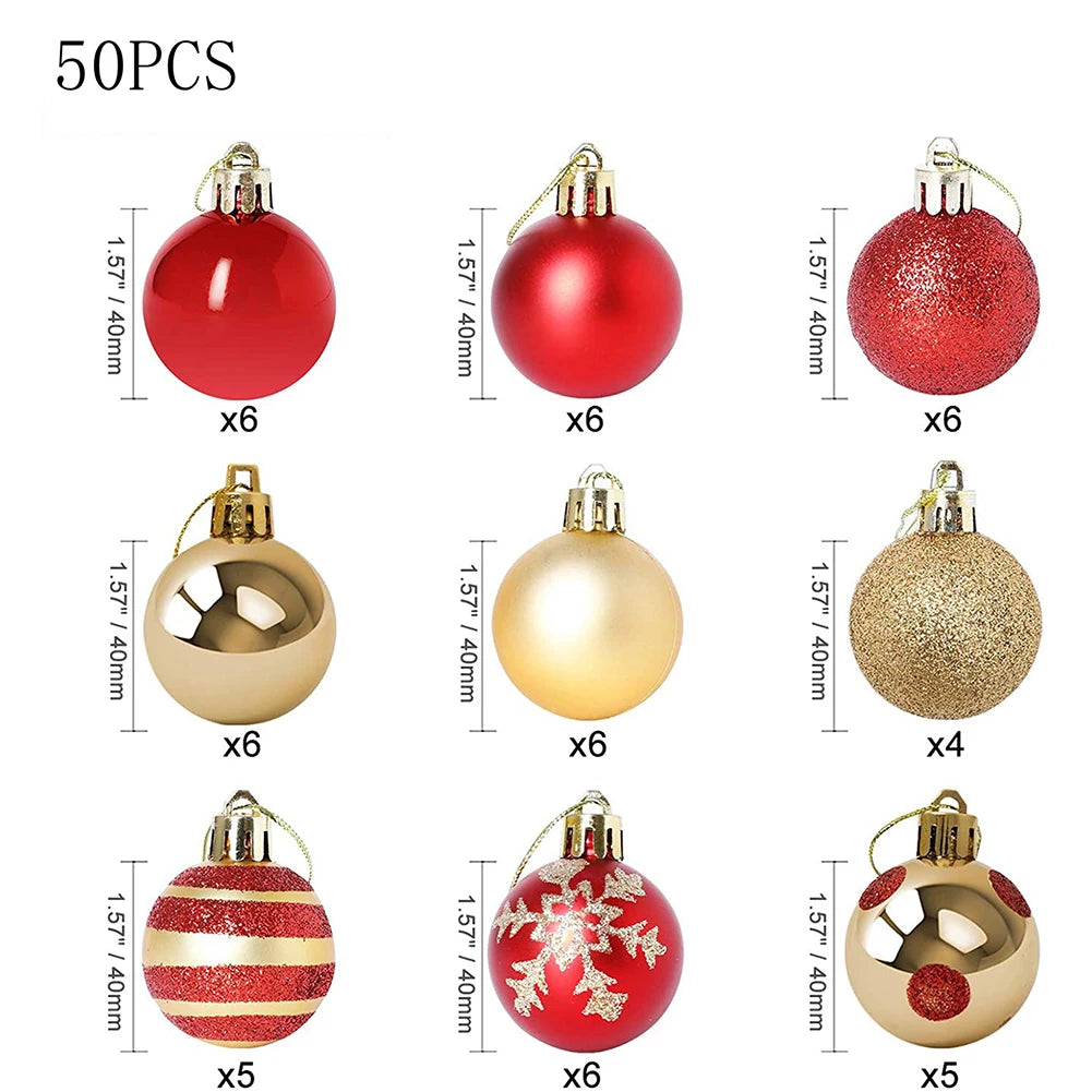 50 Shatterproof Red & Gold Christmas Baubles - Image 9