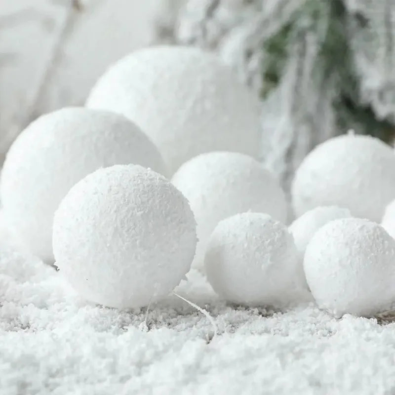 Snowy White Foam Christmas Balls for Festive Decor - Image 16