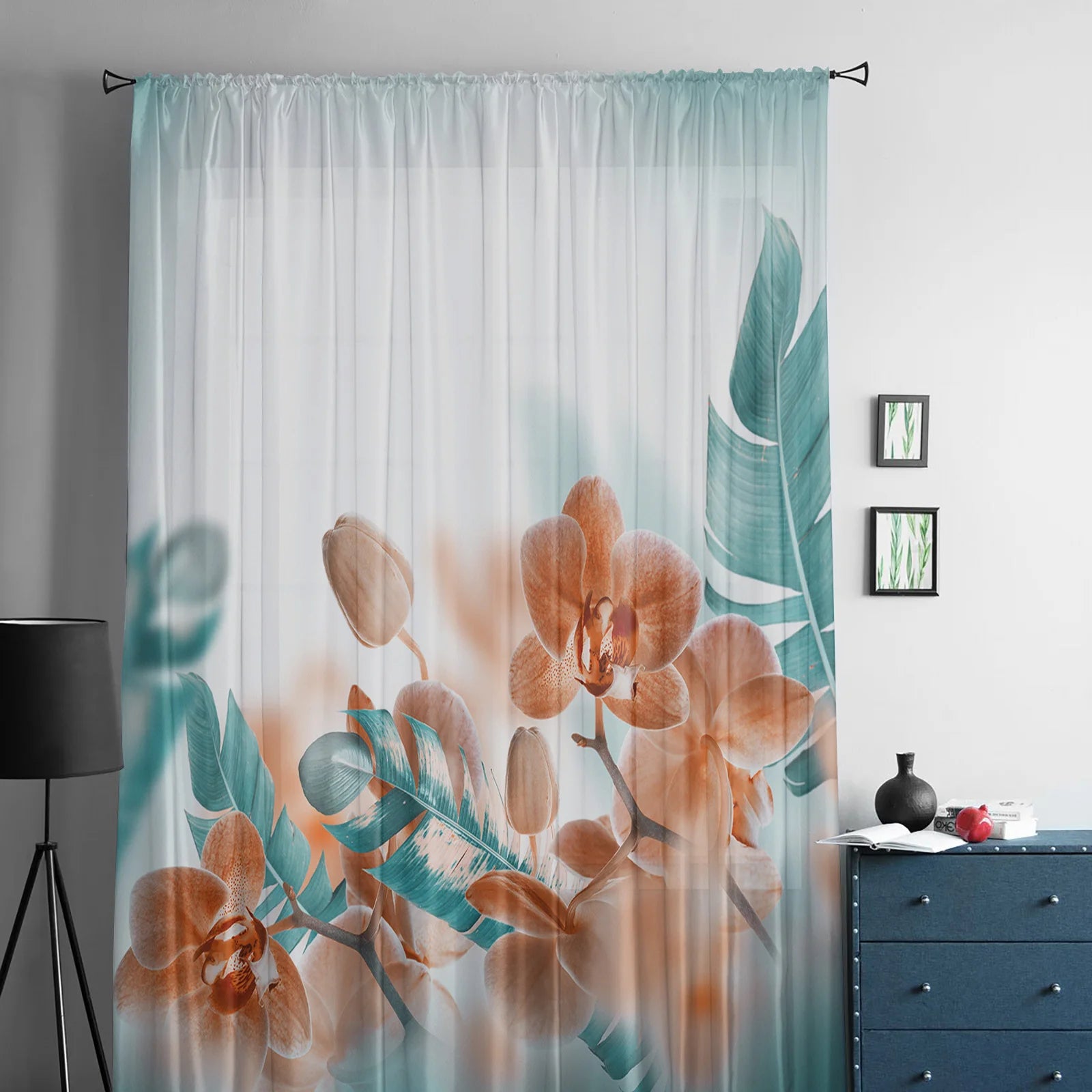 Festive Snowman Poinsettia Sheer Curtains for Christmas - Image 9