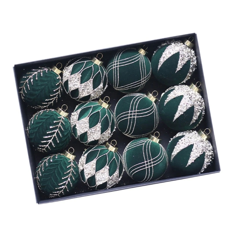 Set of 12 Soft Flocking Christmas Sphere Ornaments - Image 13