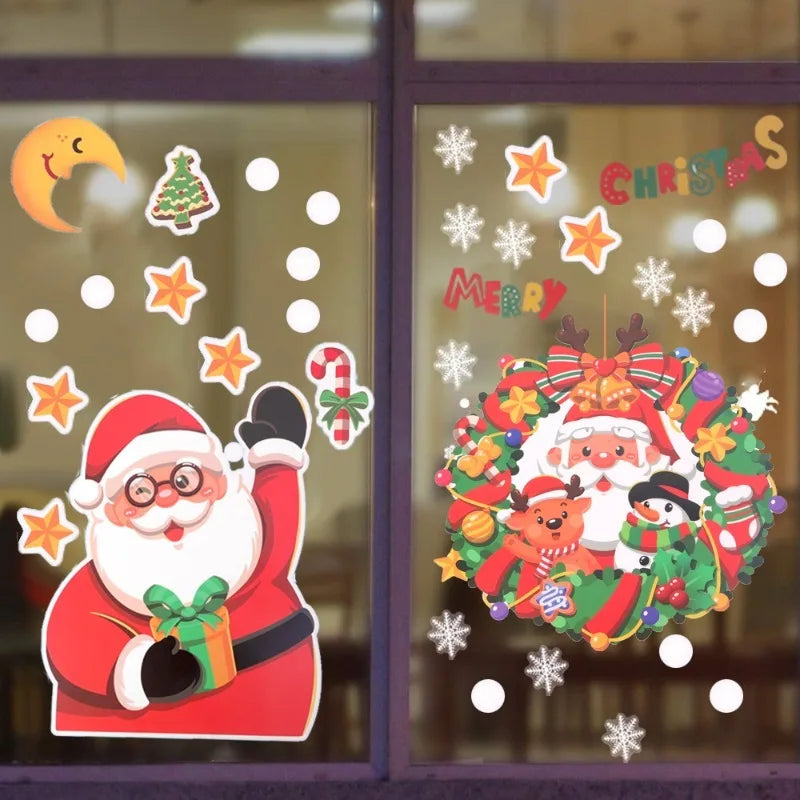 Festive Santa & Christmas Tree Window Stickers