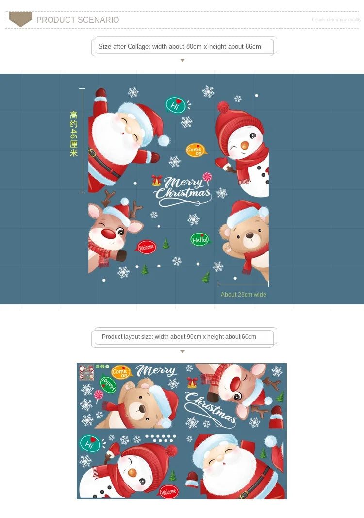 Festive Snowman & Deer Christmas Window Stickers - Image 6