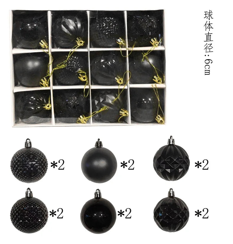 Irregular Black Christmas Ornaments - 12 Pack - Image 17