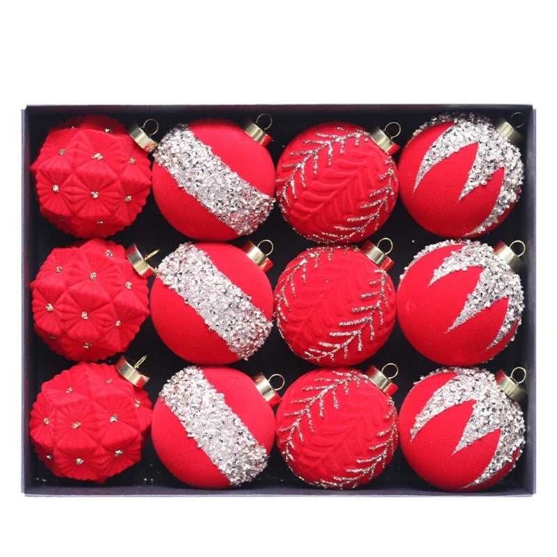 Set of 12 Soft Flocking Christmas Sphere Ornaments - Image 10