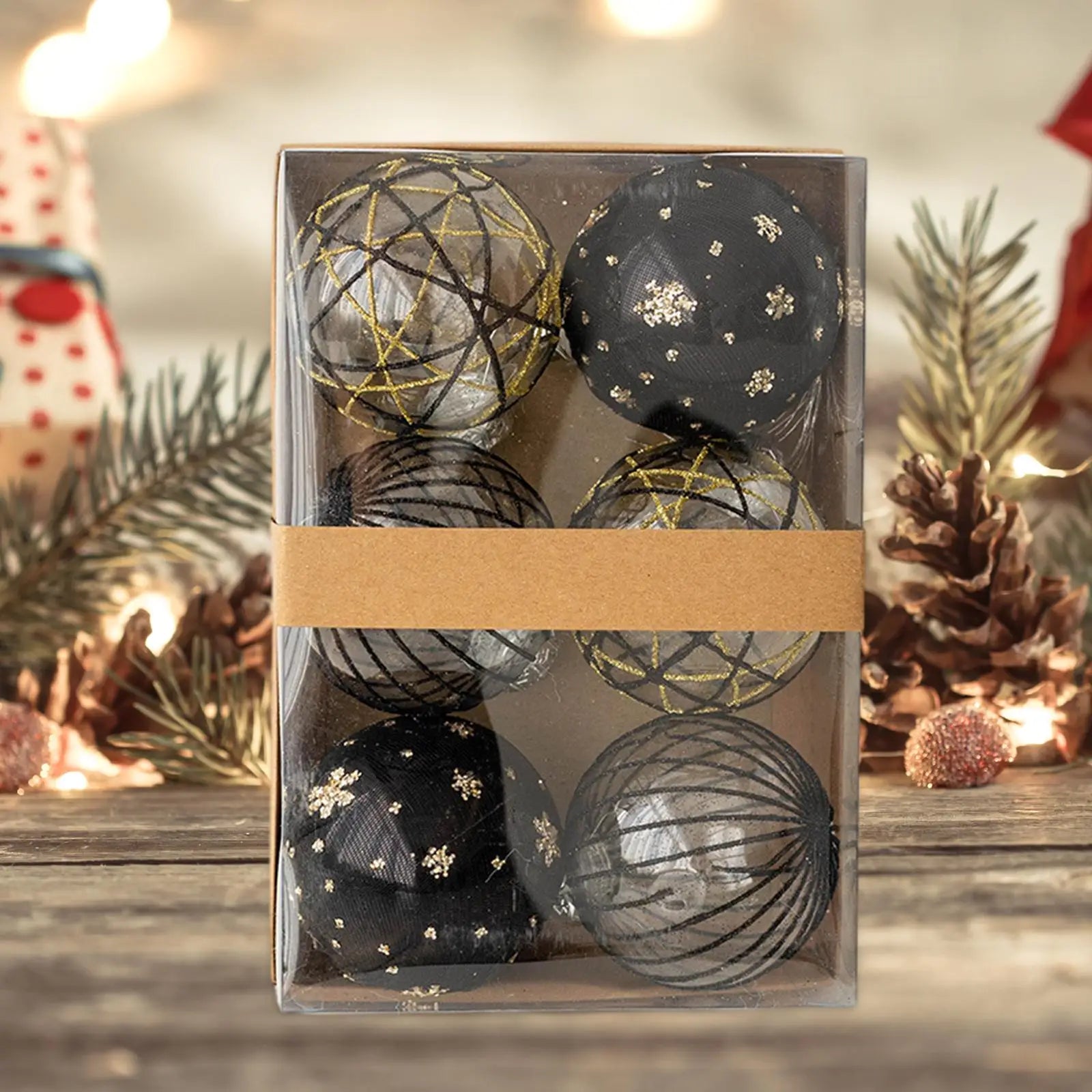 Set of 6 Festive Christmas Ball Ornaments - Image 9