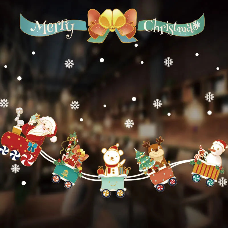 Festive Christmas Window Clings: Snowflakes & Santa - Image 9