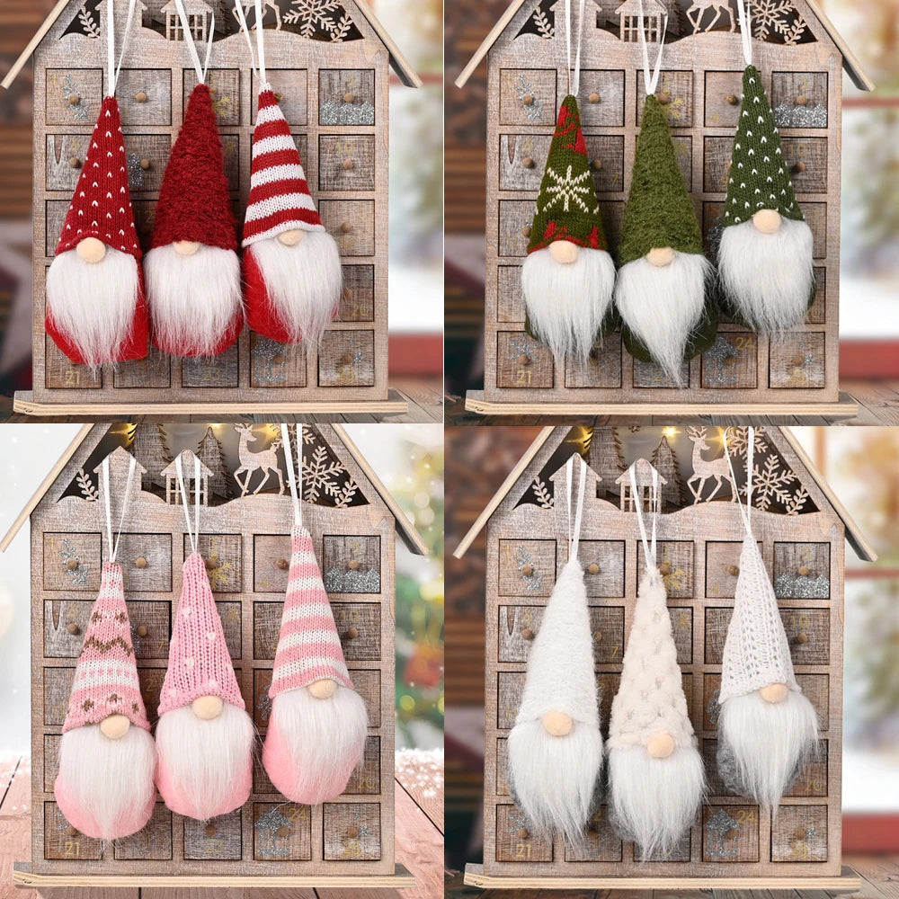 Set of 3 Christmas Gnome Elf Ornaments