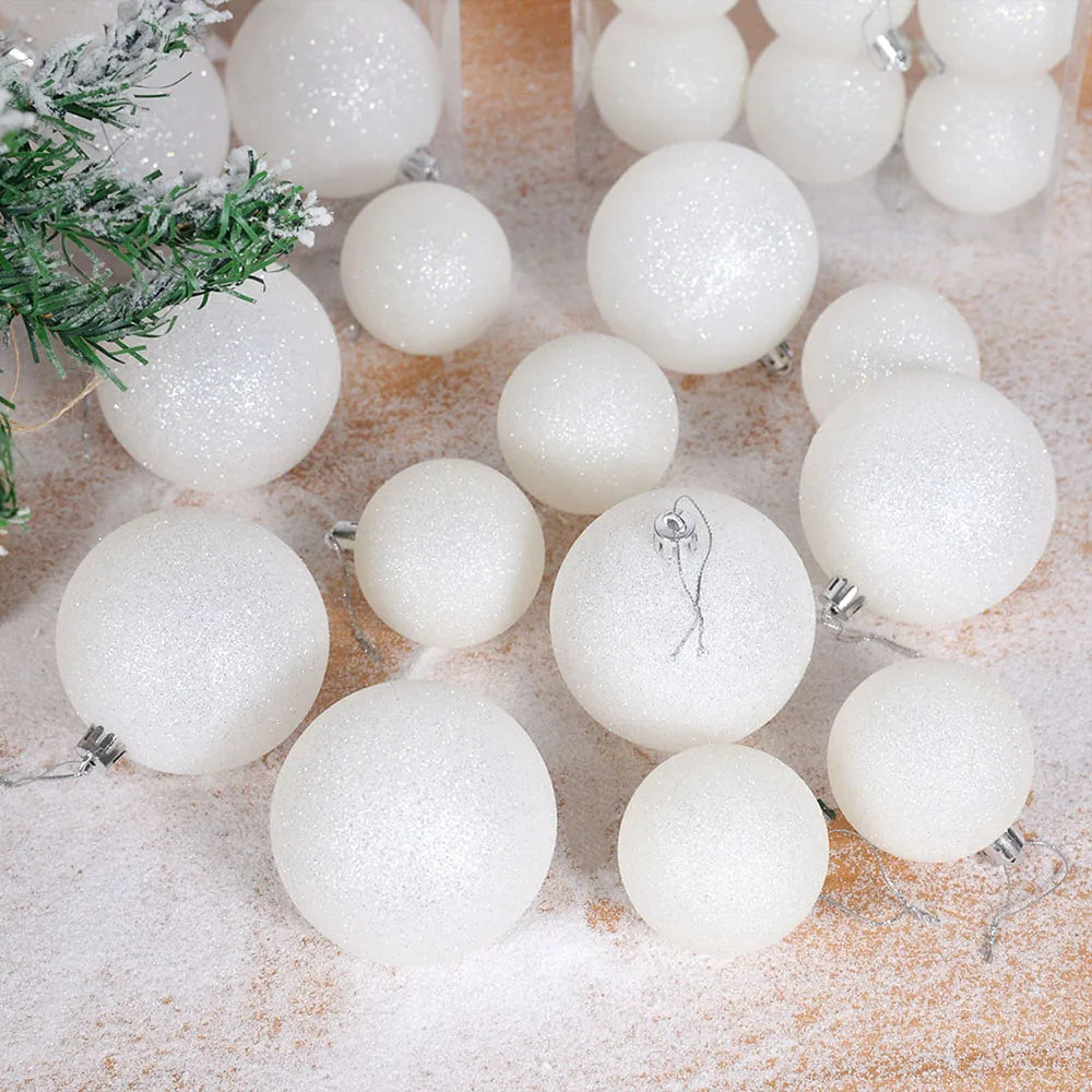 Glittery White Christmas Ball Ornaments - 6pcs - Image 12