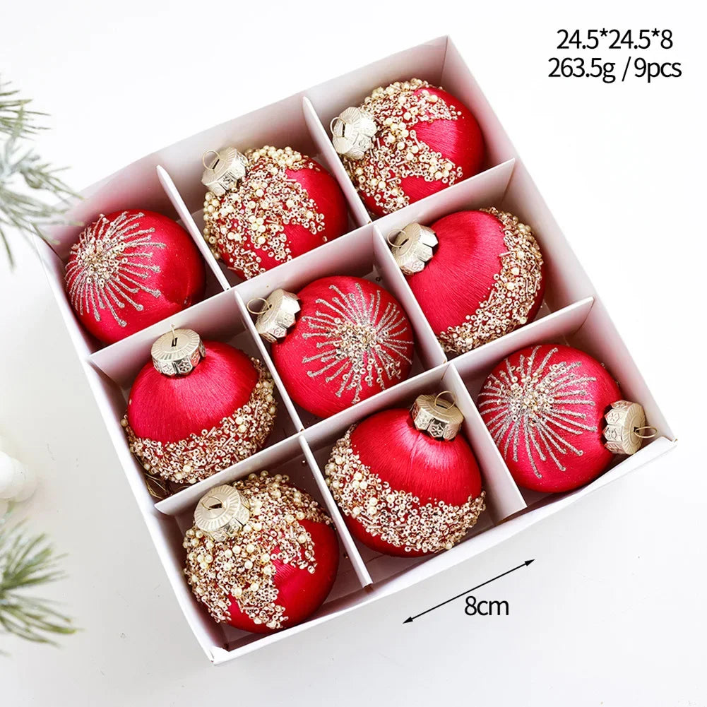 Elegant 9-Piece Wine Red Christmas Ball Ornaments