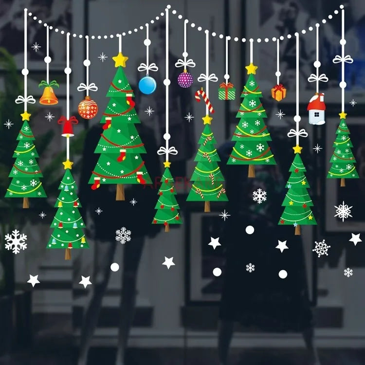 Festive Christmas PVC Window Clings for Decor